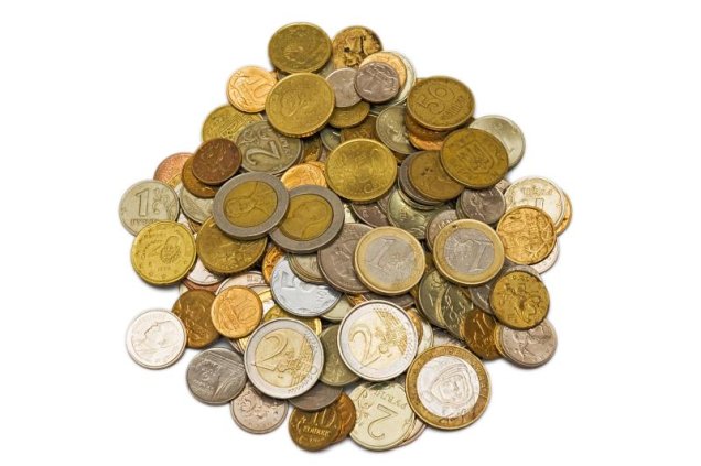 Pile of old and foreign coins
